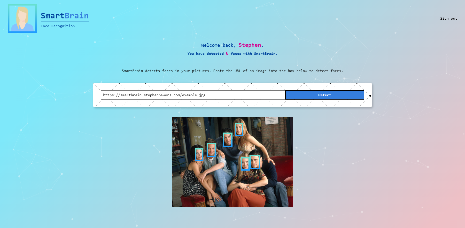 Screenshot of the SmartBrain web app